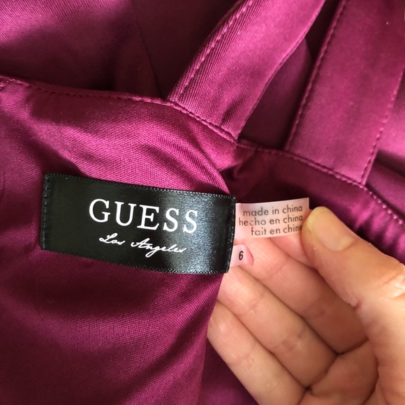 Guess Strappy Sweetheart Mini Dress Berry 6 - Picture 5 of 7
